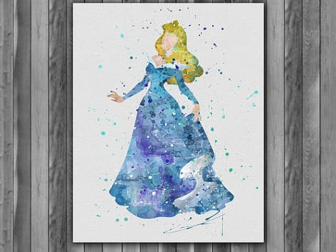 Disney Princess Prints Girls Room Baby Nursery Watercolour Pictures Wall  Decor